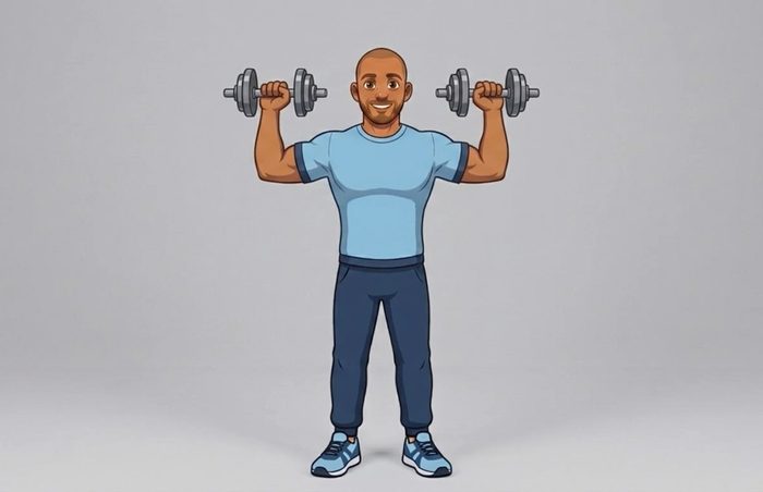 Overhead press start position, illustrated