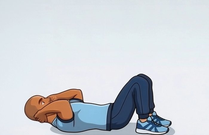 Sit-up start position, illustrated